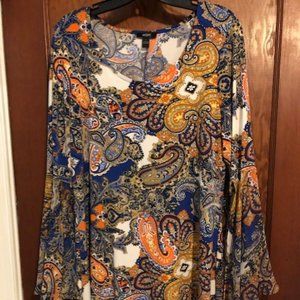 Bell Sleeved Paisley Dress